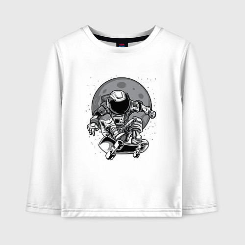 Детский лонгслив Космонавт на скейтборде / Белый – фото 1