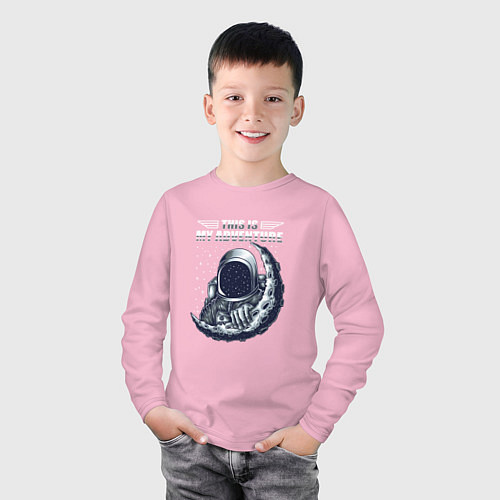 Детский лонгслив Космонавт и луна / Светло-розовый – фото 3