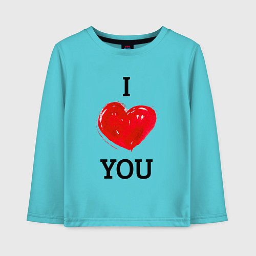 Детский лонгслив I LOVE YOU HEART Z / Бирюзовый – фото 1