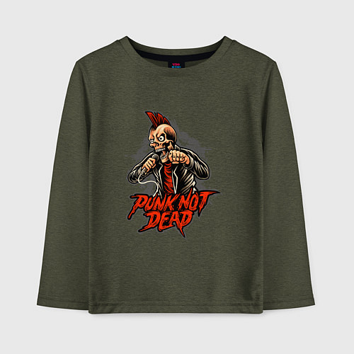 Детский лонгслив PUNK NOT DEAD ПАНК НЕ УМЕР Z / Меланж-хаки – фото 1