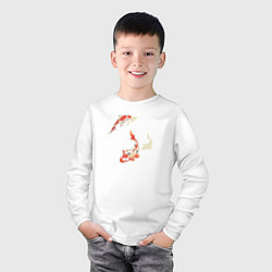 Лонгслив хлопковый детский Карпы кои, цвет: белый — фото 2