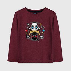 Лонгслив хлопковый детский THE BINDING OF ISAAC WHO AM I, цвет: меланж-бордовый