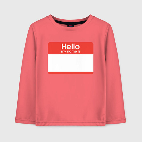 Детский лонгслив Стикер - напиши свое имя / Коралловый – фото 1