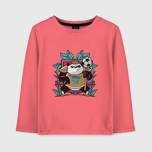Детский лонгслив Панда Король Panda King / Коралловый – фото 1