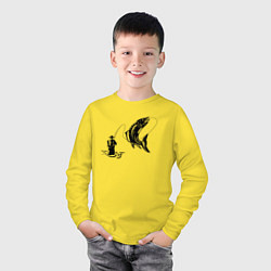 Лонгслив хлопковый детский Рыбак и рыбка, цвет: желтый — фото 2