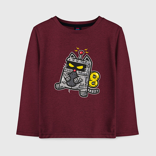 Детский лонгслив Robocat / Меланж-бордовый – фото 1