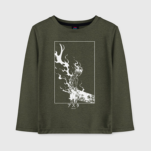 Детский лонгслив Черный Аста Чёрный клевер / Меланж-хаки – фото 1