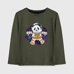 Лонгслив хлопковый детский Милая Космическая Панда, цвет: меланж-хаки
