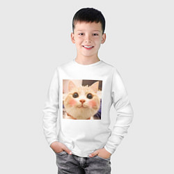 Лонгслив хлопковый детский Мем про котов, цвет: белый — фото 2