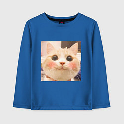 Лонгслив хлопковый детский Мем про котов, цвет: синий