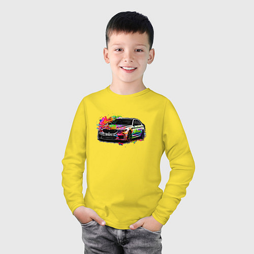 Детский лонгслив Красивая машина / Желтый – фото 3