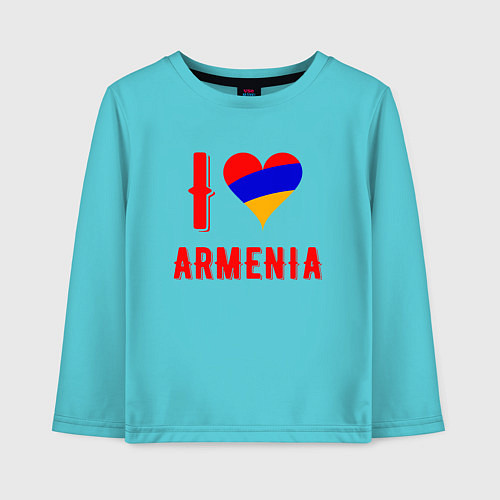 Детский лонгслив I Love Armenia / Бирюзовый – фото 1