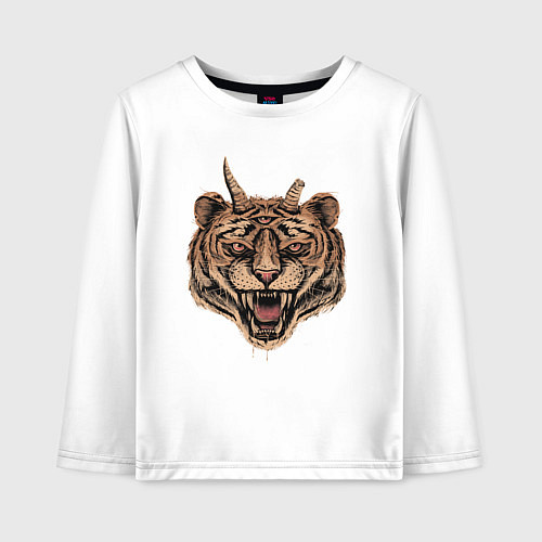 Детский лонгслив Evil Tiger / Белый – фото 1