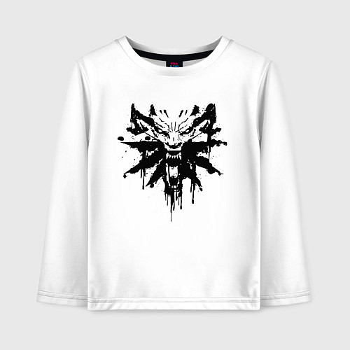 Детский лонгслив The Witcher подтеки лого / Белый – фото 1