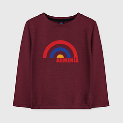Лонгслив хлопковый детский Армения Armenia, цвет: меланж-бордовый
