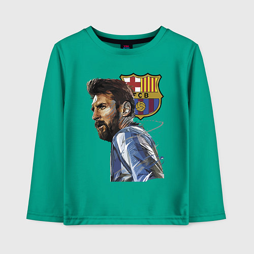 Детский лонгслив Lionel Messi Barcelona Argentina Striker / Зеленый – фото 1