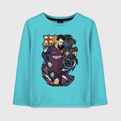 Лонгслив хлопковый детский Messi Barcelona Argentina Striker, цвет: бирюзовый