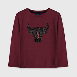 Лонгслив хлопковый детский Bulls - Jordan, цвет: меланж-бордовый