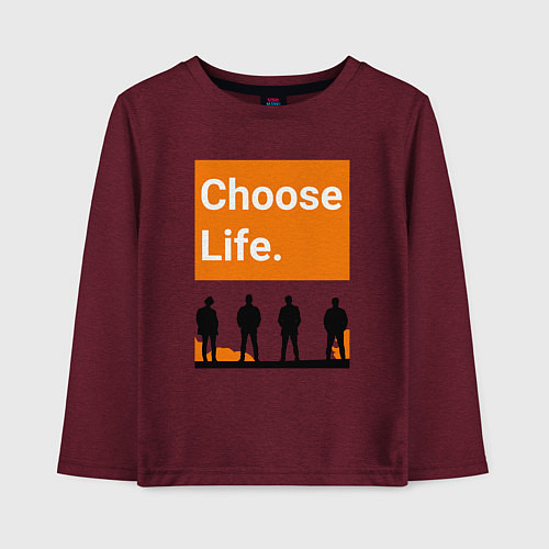 Детский лонгслив Choose Life / Меланж-бордовый – фото 1