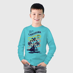 Лонгслив хлопковый детский CALIFORNIA BEECH, цвет: бирюзовый — фото 2