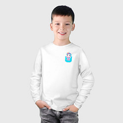 Лонгслив хлопковый детский Карманный единорог, цвет: белый — фото 2