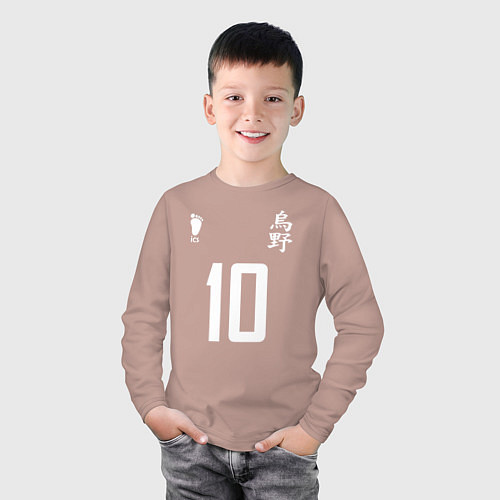 Детский лонгслив 10 номер на груди Haikyuu!! / Пыльно-розовый – фото 3