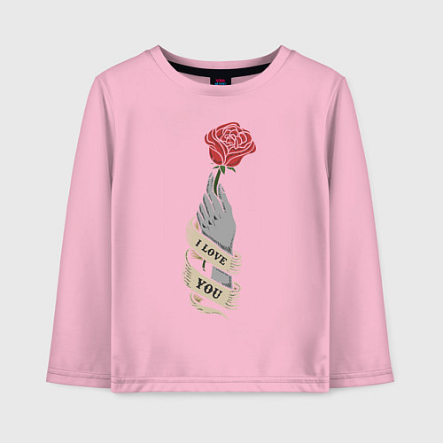 Детский лонгслив I Love You / Светло-розовый – фото 1