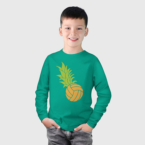 Детский лонгслив Волейбольный ананас / Зеленый – фото 3