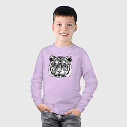 Лонгслив хлопковый детский Тигр голова, цвет: лаванда — фото 2