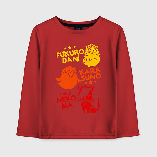 Детский лонгслив Символы школ Haikyu!! / Красный – фото 1