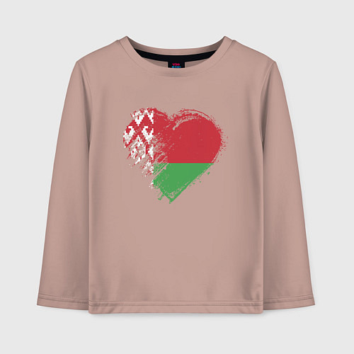 Детский лонгслив Сердце Беларуси / Пыльно-розовый – фото 1