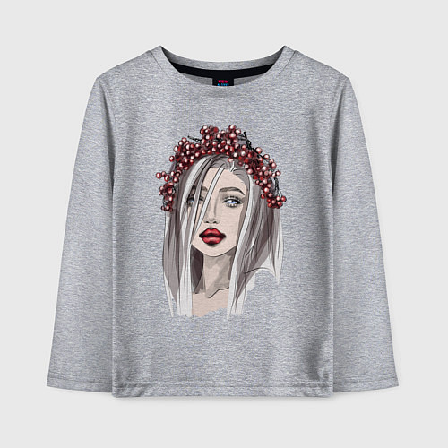 Детский лонгслив Русская красавица и рябина / Меланж – фото 1
