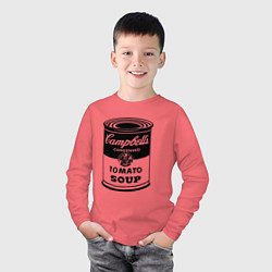 Лонгслив хлопковый детский Энди Уорхол суп Кэмпбелл, цвет: коралловый — фото 2