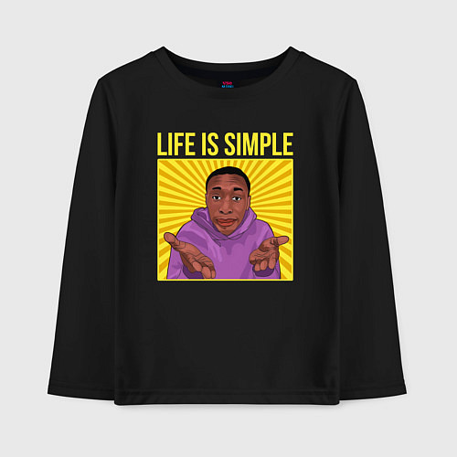 Детский лонгслив Life is simple! / Черный – фото 1