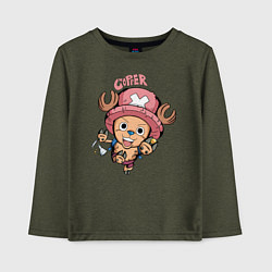 Лонгслив хлопковый детский Тони Тони Чоппер One Piece, цвет: меланж-хаки