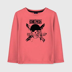Лонгслив хлопковый детский Веселый Роджер Зоро One Piece, цвет: коралловый