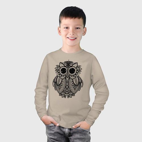 Детский лонгслив Owl / Миндальный – фото 3