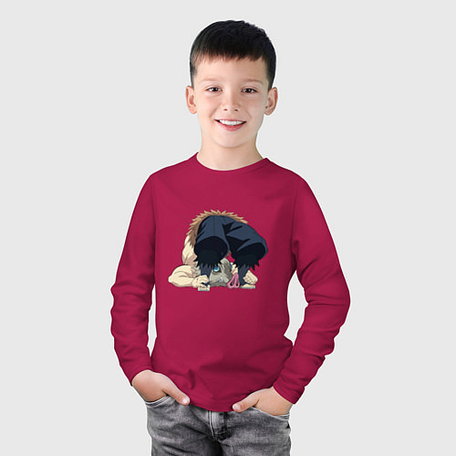 Детский лонгслив Клинок, рассекающий демонов / Маджента – фото 3