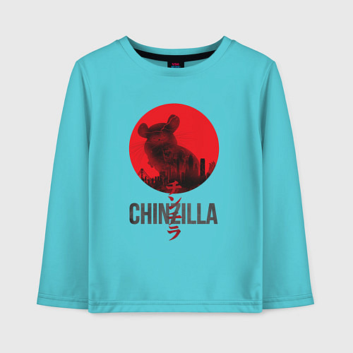 Детский лонгслив Chinzilla black / Бирюзовый – фото 1