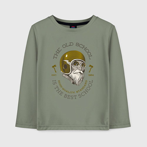 Детский лонгслив Байкерская школа / Авокадо – фото 1
