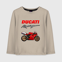 Лонгслив хлопковый детский DUCATI ДУКАТИ MOTOSPORT, цвет: миндальный