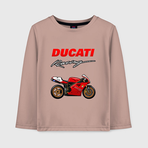 Детский лонгслив DUCATI ДУКАТИ MOTOSPORT / Пыльно-розовый – фото 1