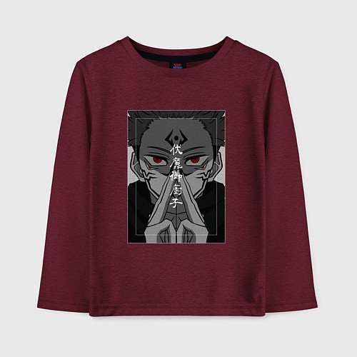 Детский лонгслив JUJUTSU KAISEN ИТАДОРИ / Меланж-бордовый – фото 1