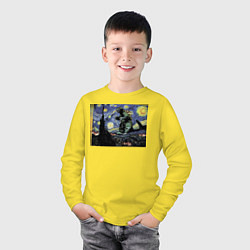 Лонгслив хлопковый детский Годзилла Ван Гога, цвет: желтый — фото 2