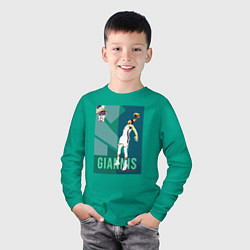 Лонгслив хлопковый детский Giannis, цвет: зеленый — фото 2