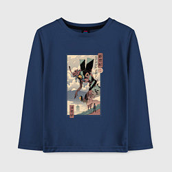 Лонгслив хлопковый детский ЕВАНГЕЛИОН ДРЕВНЯЯ ГРАВЮРА, цвет: тёмно-синий