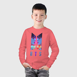 Лонгслив хлопковый детский Logo BTS, цвет: коралловый — фото 2