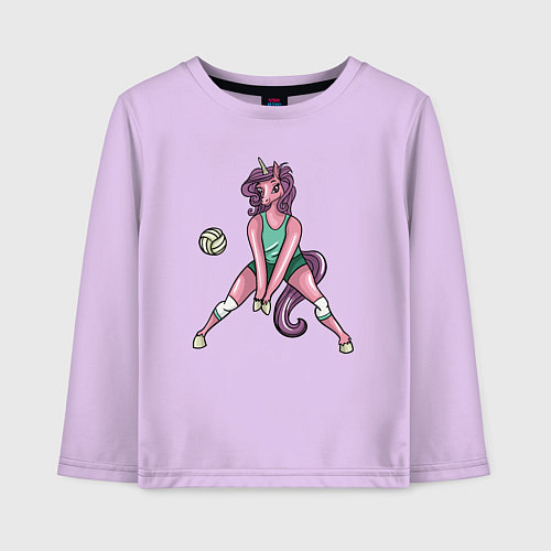 Детский лонгслив Единорог - Волейбол / Лаванда – фото 1