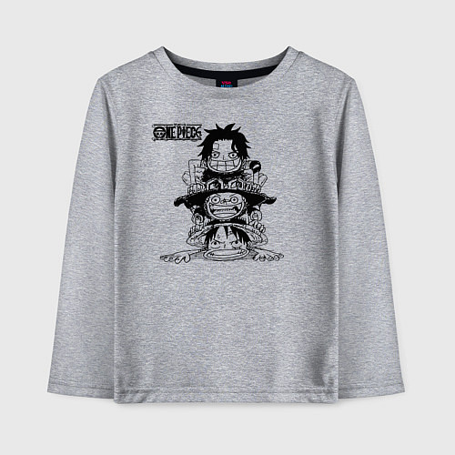 Детский лонгслив Эйс, Луффи и Сабо - Братство ASL / Меланж – фото 1