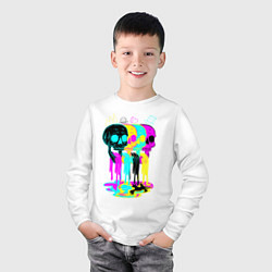 Лонгслив хлопковый детский 4 ЧЕРЕПА SKULLS NEON, цвет: белый — фото 2